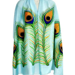 Handpainted Peacock Feathers (Turquoise)